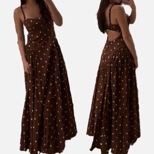 Caroline Constas Brown Polka Dot Dress